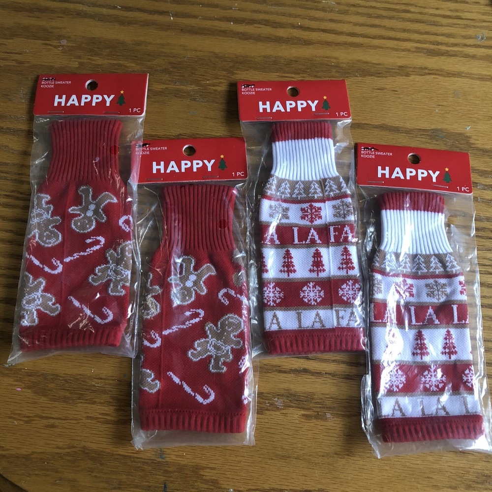Sweater koozie For Bottles, Christmas Koozie 4 Total